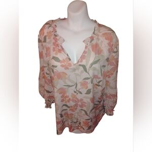 Angels Floral Blouse - Pink and Green